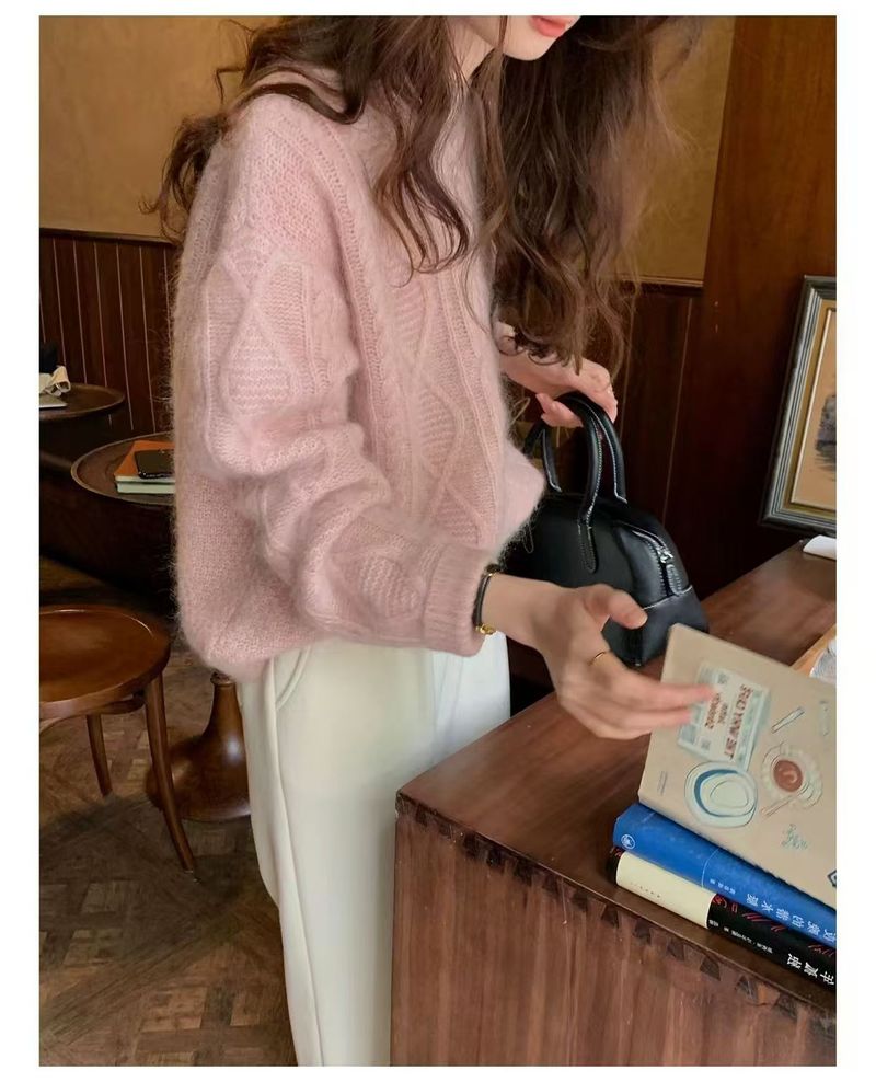 Maglione in cashmere spesso e morbido, stile pigro, 100% lana da donna, maglia autunnale e invernale per figure minute_voghion.com