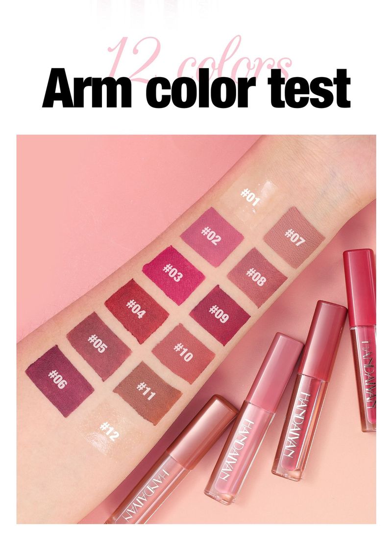 HANDAIYAN Square Tube Lip Gloss Set - Waterproof, Easy To Apply, Pearl & Matte, Long-Lasting_voghion.com