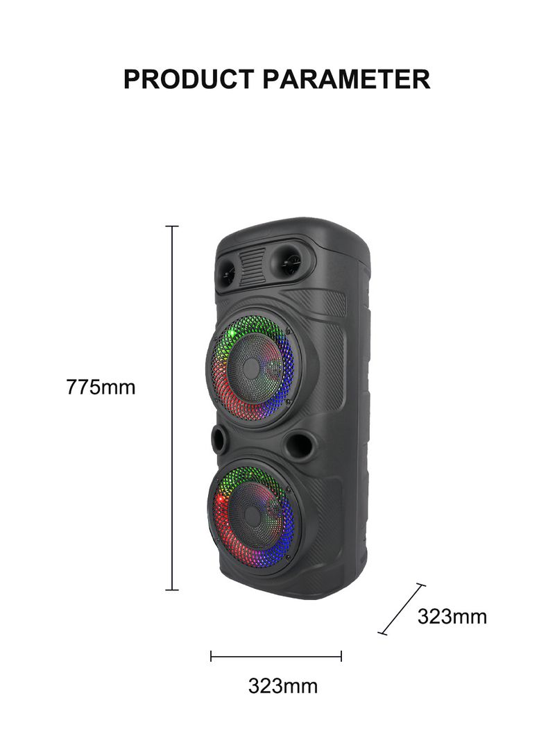 Sing-e ZQS8227S Çift 8 inç yüksek güçlü Bluetooth hoparlör RGB ışık açık kare dans KTV ses_voghion.com