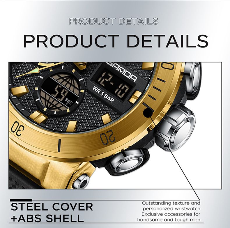 Men's And Women's Sport Digital Watch With Analog Display, Waterproof, Luminous, Multi-Function For Outdoor Activities, Students, And Daily Wear_voghion.com