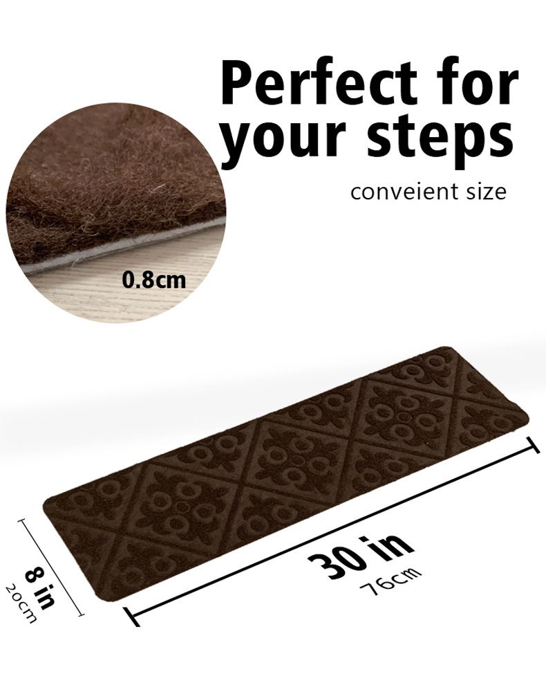 Peldaños de escalera antideslizantes: almohadillas autoadhesivas antideslizantes con diseño en relieve 3D, duraderas y fáciles de limpiar, recortables para el hogar y la oficina._voghion.com