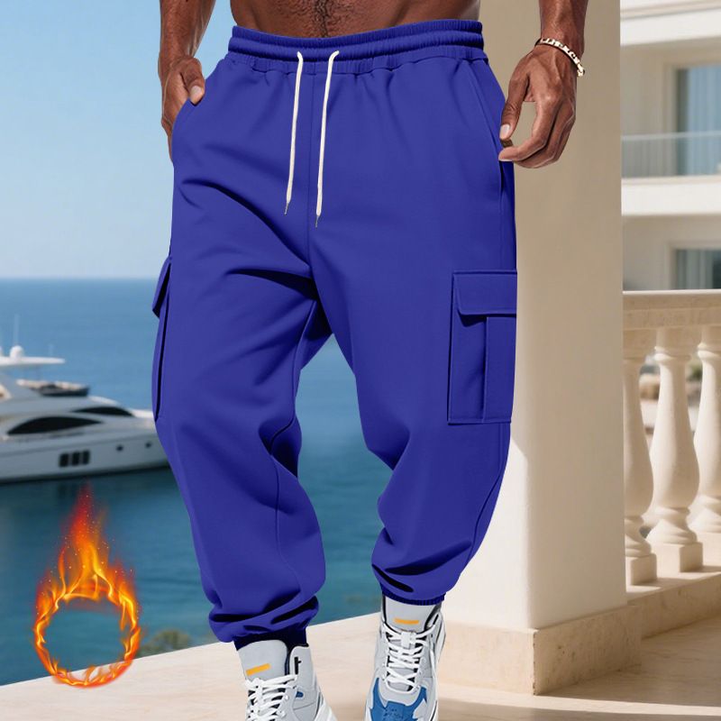 Pantaloni cargo da uomo foderati in pile - Jogger casual caldi invernali con tasche multiple, vestibilità ampia, vita elastica, comodi ed eleganti per l'uso quotidiano_voghion.com