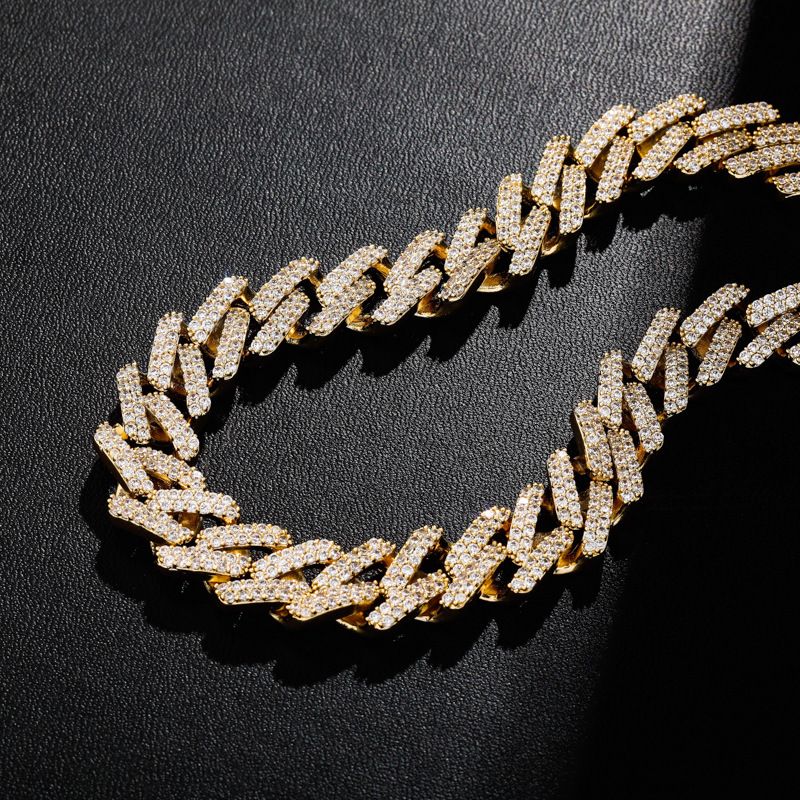Men's Jewelry 14MM Miami Cuban Link Chain With Full-Cut Zirconia Stones - Hip Hop Style Statement Necklace_voghion.com