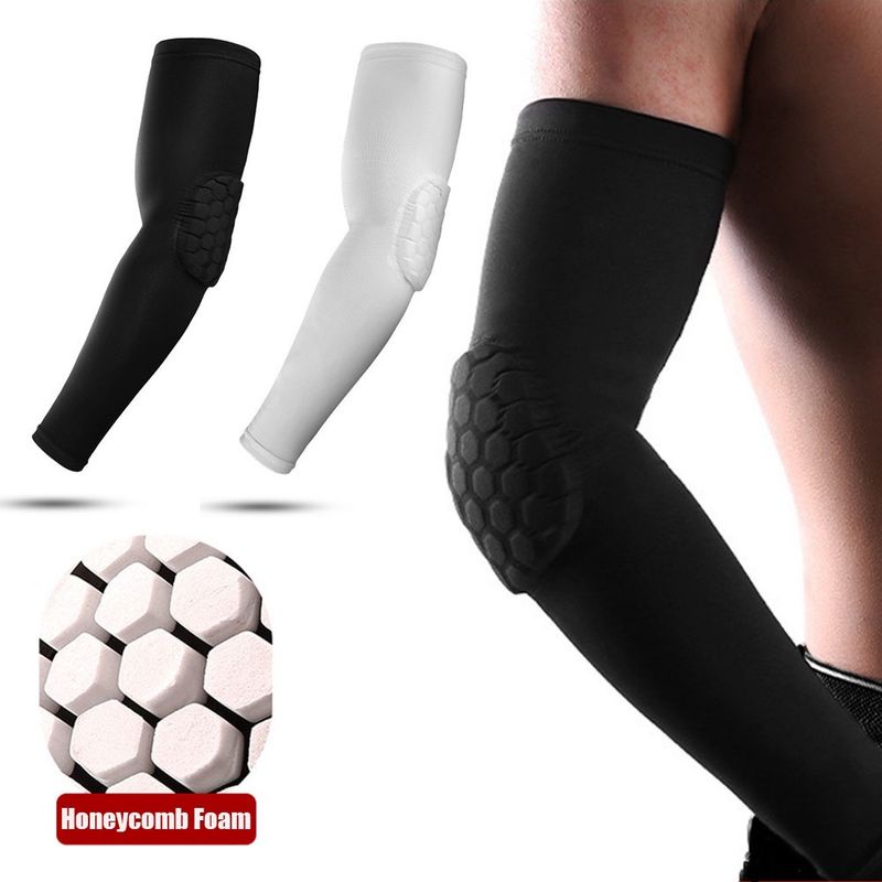 Protector de brazo deportivo con forma de panal anticolisión, protector de codo a presión para baloncesto, bádminton y tenis_voghion.com