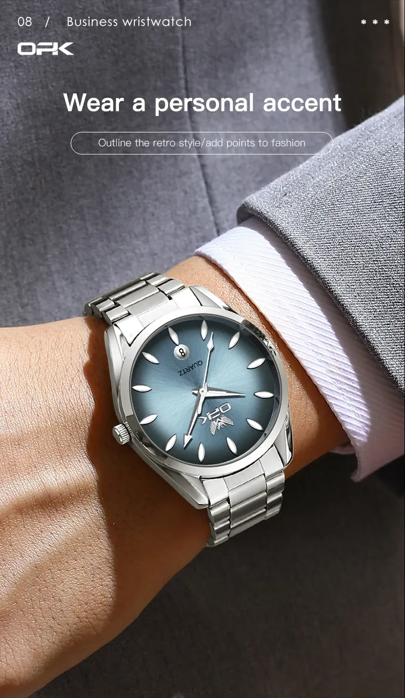 OPK Mens Watch Quartz Watch Waterproof Luminous Stainleess Steel Watches For Man Automatic Date Watch With Box_voghion.com