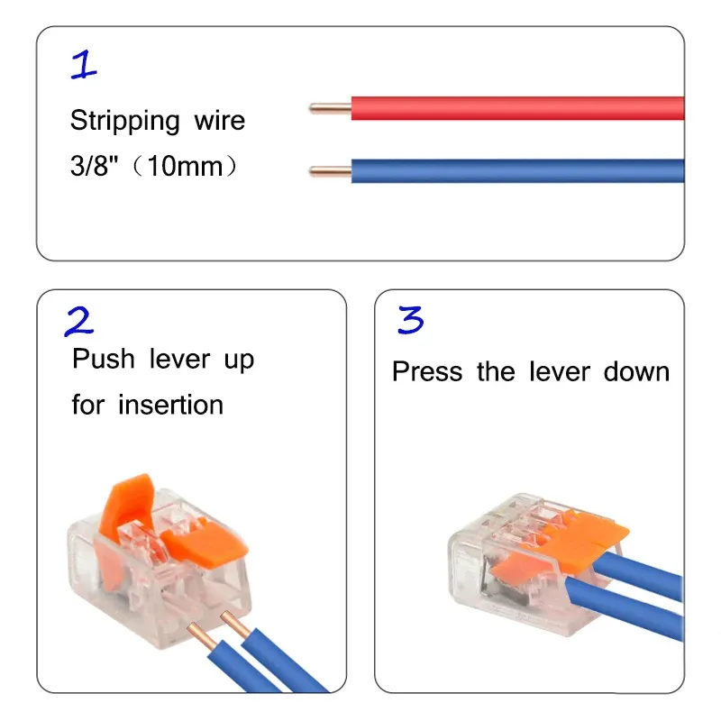 100pcs Box Lever Wire Connectors Electric Cable Clamp Mini Quick Electrical Push In Lighting Terminal Block Connector_voghion.com