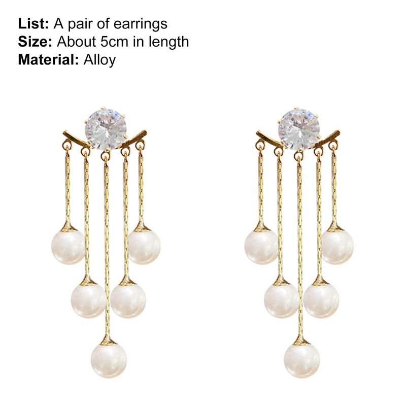 Yamaler 1 Paar baumelnde Perlen Quasten Schmuck Ohrstecker für Hochzeit_voghion.com