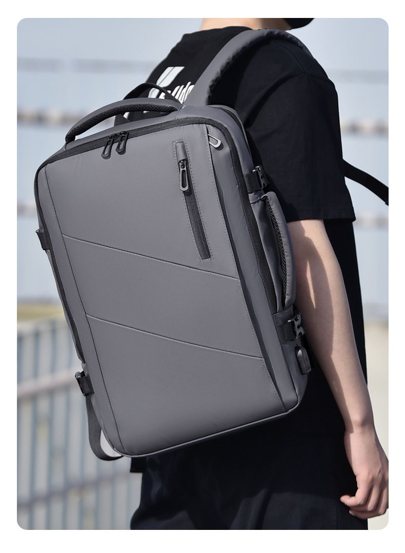 Zaino espandibile per laptop da uomo con porta USB, zaino in nylon di grande capacità per uso quotidiano, zaino multifunzionale con interfaccia USB_voghion.com