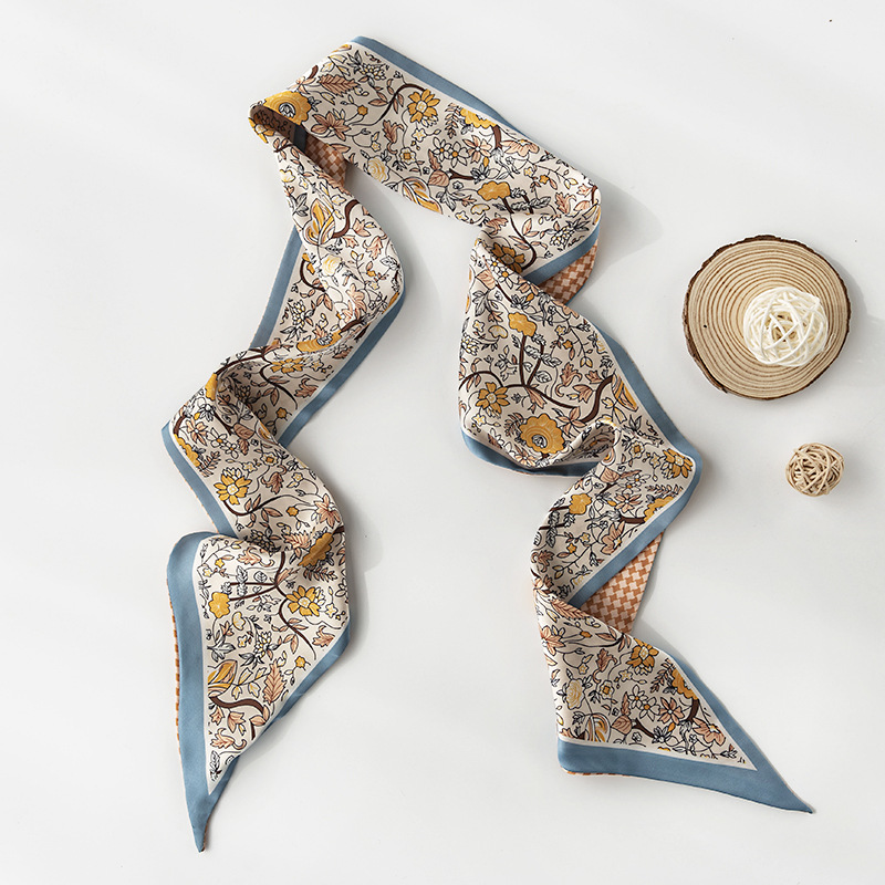 British printed simulated silk scarf, spring and summer thin elegant floral long ribbon professional scarf_voghion.com