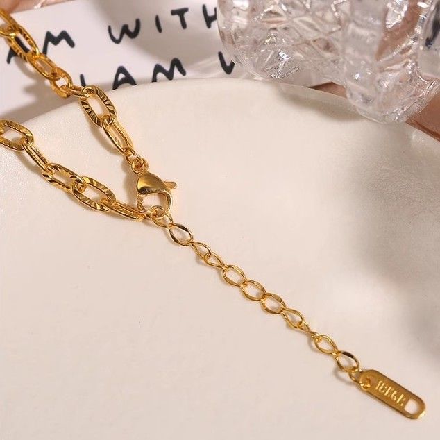 Embossed 20234 New Titanium Steel Gold Plated Light Luxury Niche Simple Versatile Thin Chain Bracelet For Women_voghion.com