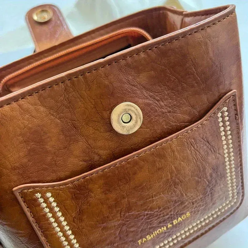 Borsa a tracolla da donna in pelle PU semplice e retrò, borsa a mano nera, tracolla 250314l_voghion.com