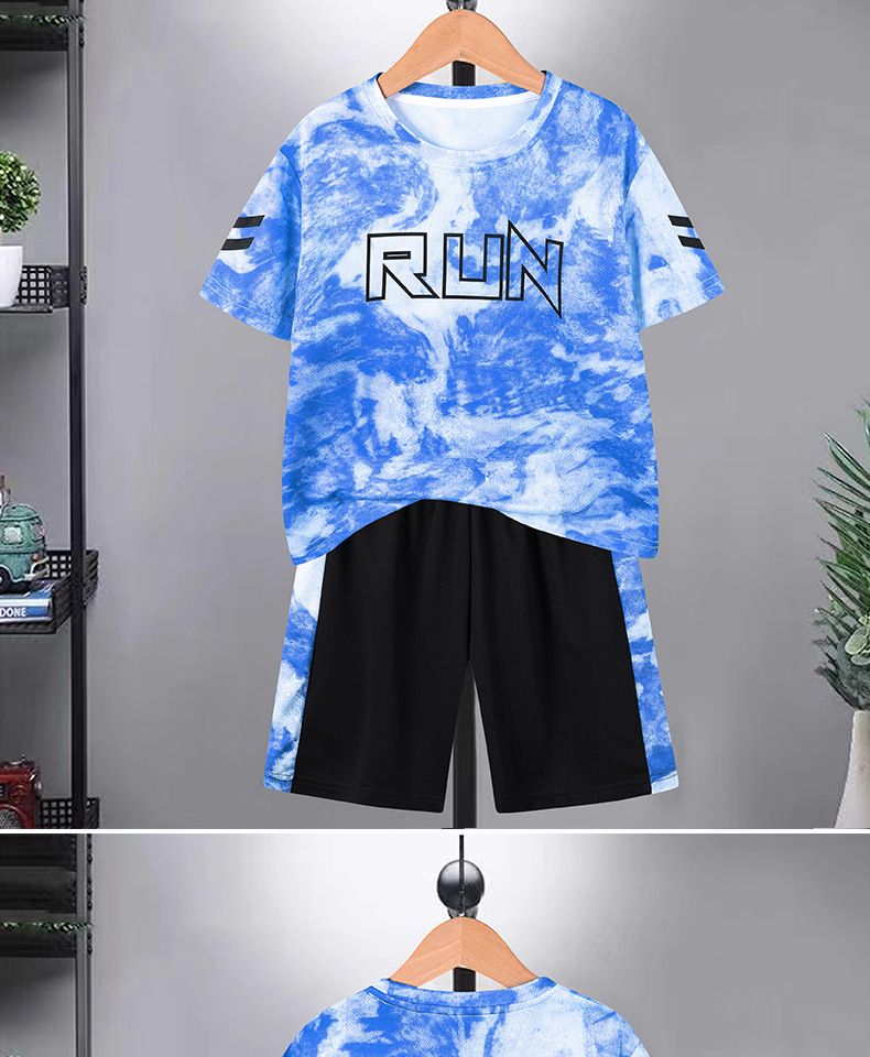 Teenage and guys children's two-piece suits for children camouflage training suits for boys and girls with short-sleeved shorts sports suits_voghion.com