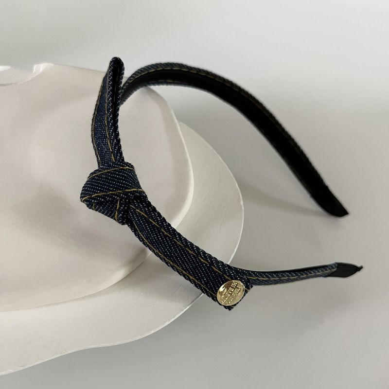 Cerchietto per capelli con fiocco in denim standard, nuovo stile, semplice, di nicchia, di alta qualità, con senso di pressione_voghion.com