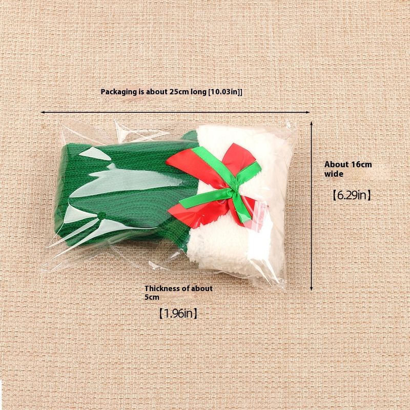 avec des chaussettes de Noël en velours pour femmes, des protections chaudes en tricot pour les jambes et les pieds, des chaussettes poilues à nœud papillon_voghion.com