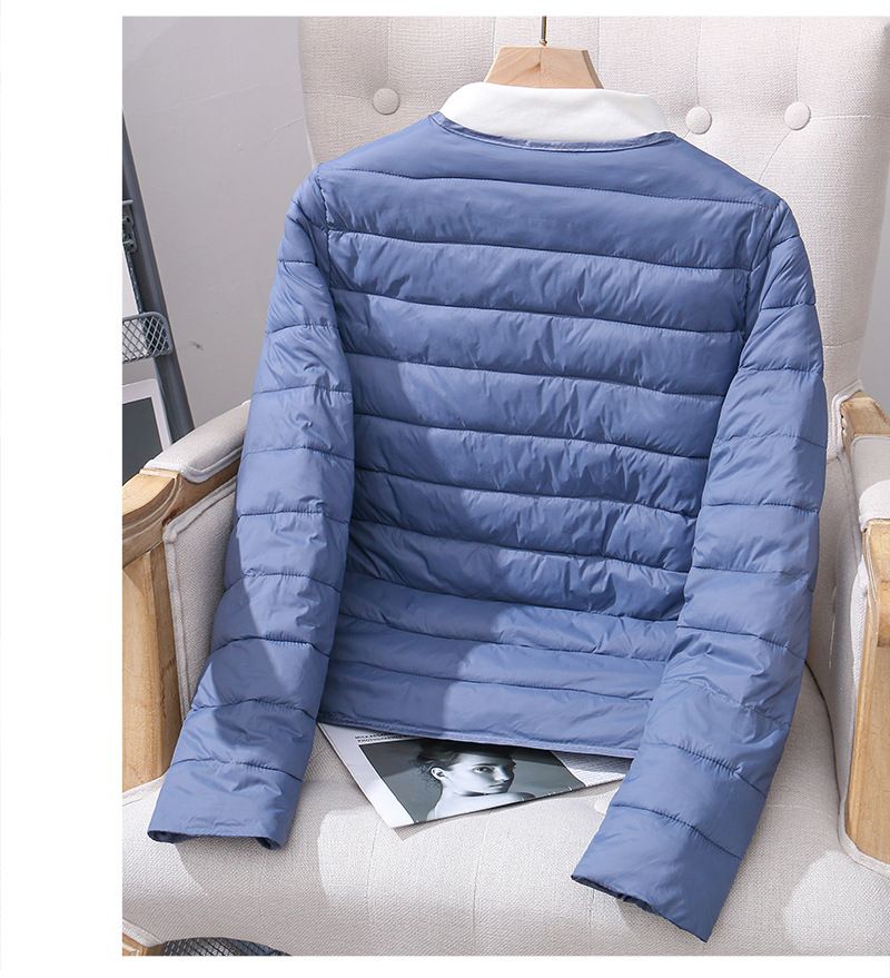 K Nuova giacca imbottita in cotone leggero per donna, fodera interna corta, cappotto in cotone con scollo rotondo, indossabile come gilet. O capo interno_voghion.com