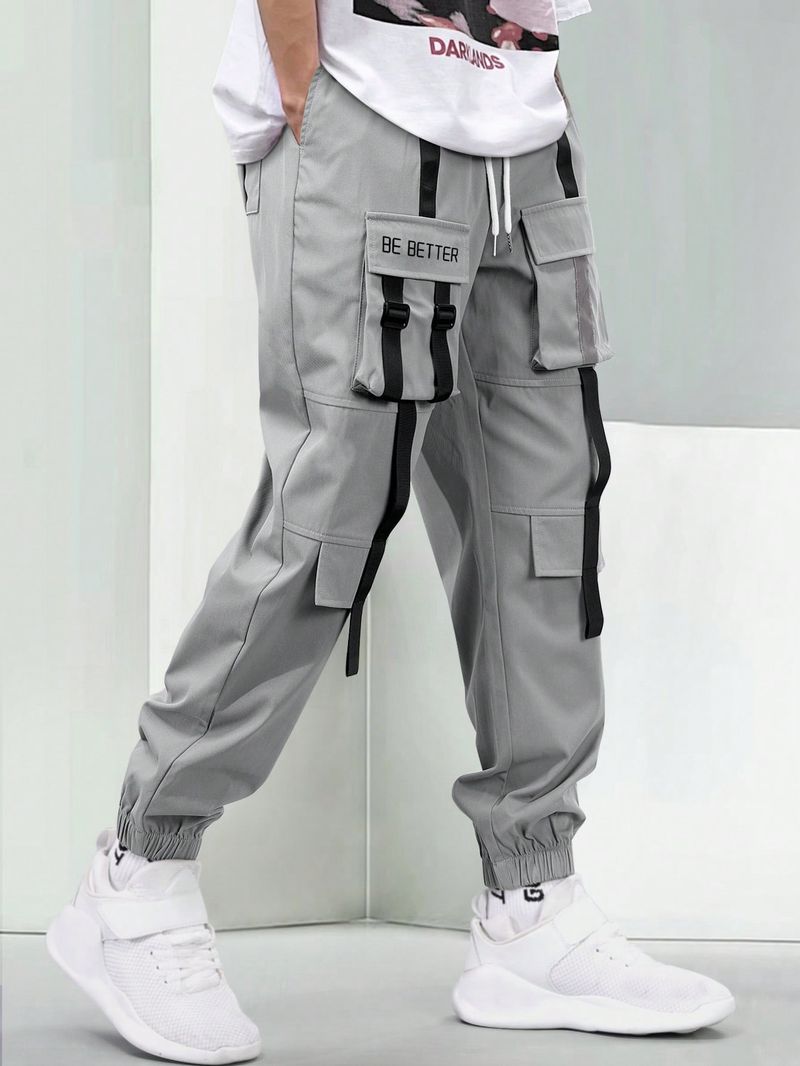 Herren-Cargohose mit mehreren Taschen – Leichte Hose mit geradem Bein (Schwarz/Weiß/Grau, Größen S-XXL)_voghion.com