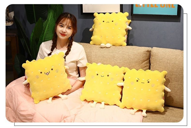 Cute Cartoon Cookie Pillow Dual-use Air Conditioner Sofa Cushion Office Nap Foldable Car Blanket_voghion.com