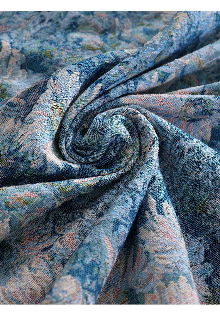 Vintage Jacquard Tablecloth – Abstract Floral Design With Hand-Tied Tassels (140x100cm To 140x300cm) Polyester Blend For Dining & Décor_voghion.com