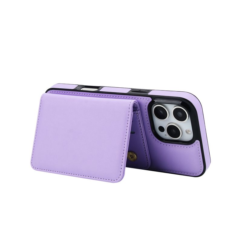 Custodia in pelle con chiusura magnetica per iPhone 16 Pro Max 14 15 Plus 13 12 11, porta carte con blocco RFID e tracolla._voghion.com