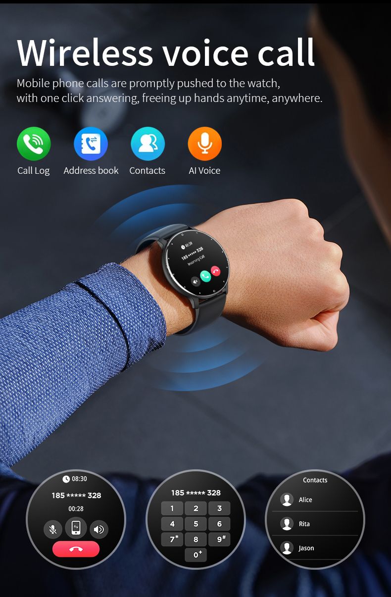 2025 Smart Frauen Voller Touchscreen Sport Fiess Uhr Mann Wasserdicht Bluetooth Anruf Für Android IOS Smartwatch Männer_voghion.com