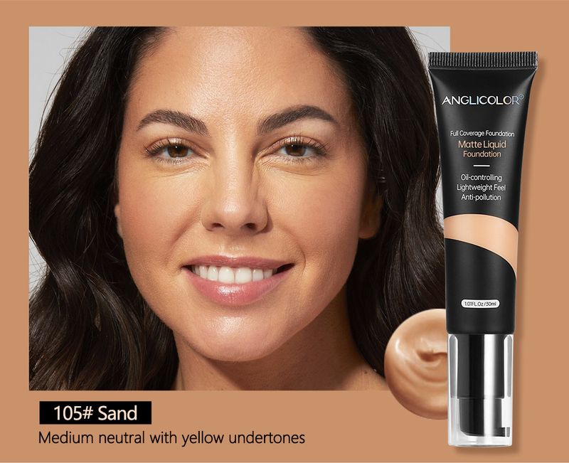 Anglicolor Long-Lasting Foundation – Oliecontrole & Volledige Dekking Vloeibare Make-up voor een Flawless, Natuurlijke Finish (tinten 101-105)_voghion.com