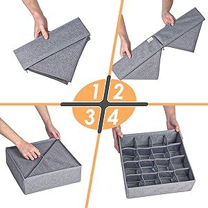 Organizadores de calcetines, divisores, cajones de tela plegables, cajas de almacenamiento para armario, para guardar calcetines y ropa interior._voghion.com