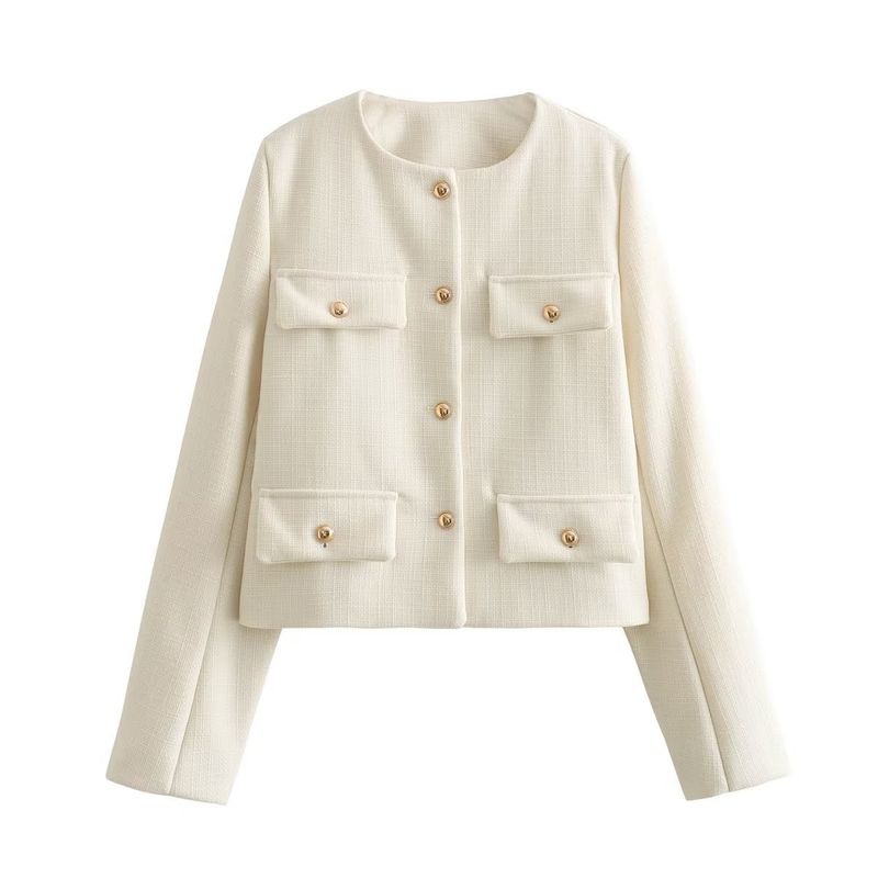 Women's Clothing fashion button decoration short suit jacket _voghion.com