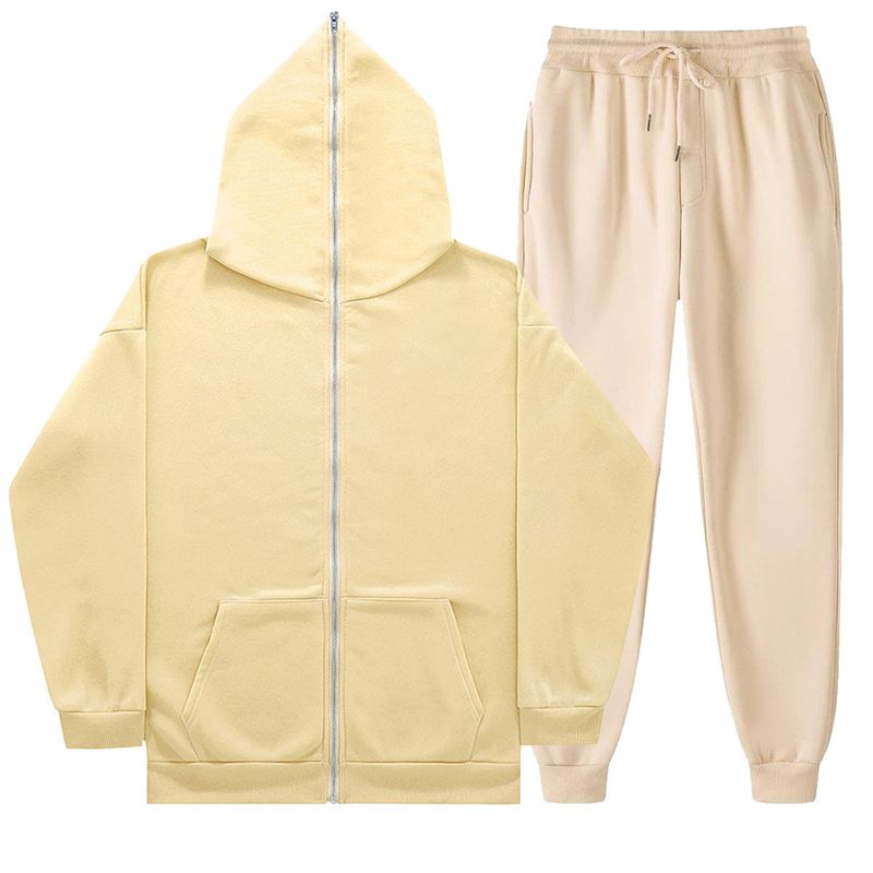 Men's Full-Zip Hoodie & Jogger Set - 220GSM Fleece-Lined Winter Tracksuit With Hood For Casual & Sports_voghion.com