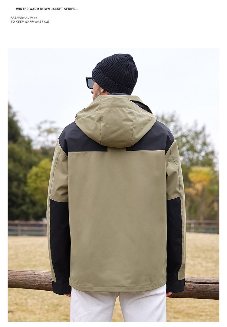 Korean Style Men's Down Jacket – Trendy Couple Matching Hooded Puffer Coat, Lightweight & Fashionable (Black/Ivory White/Tea Green, XS-3XL)_voghion.com