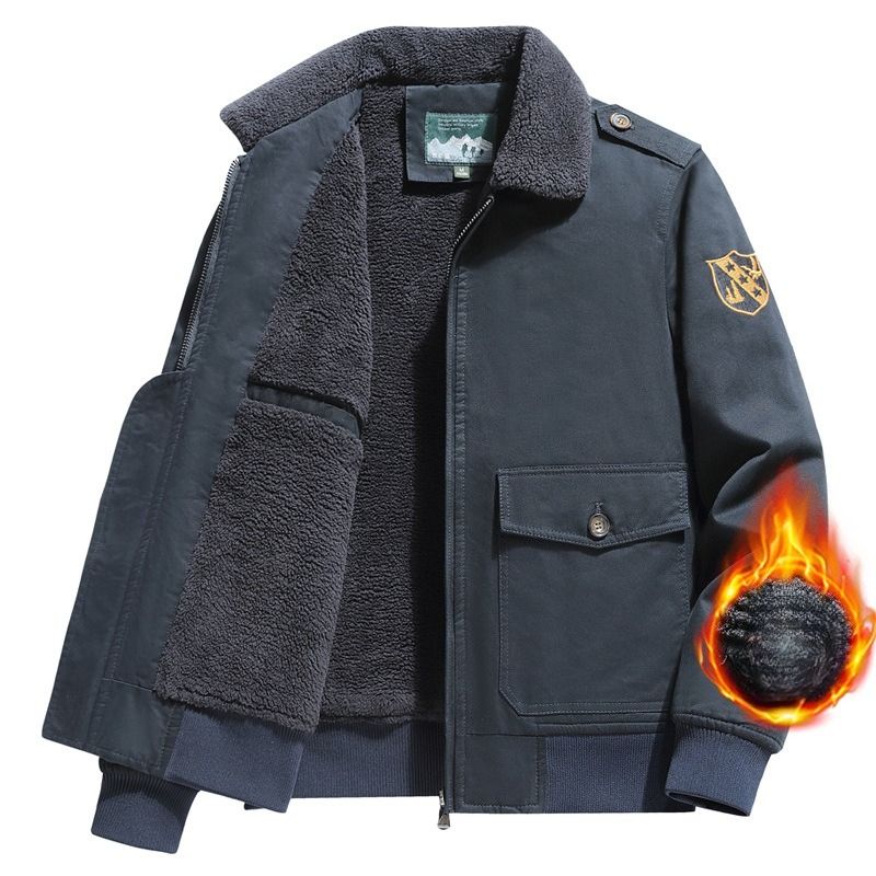 Herren Winter Herren Baumwolle gefütterte Kleidung mit Fleece Thermo-Werkzeug Baumwolle gefütterte Kleidung Casual Verdickte Lammwolle Baumwolle gefütterte Jacke Tide_voghion.com