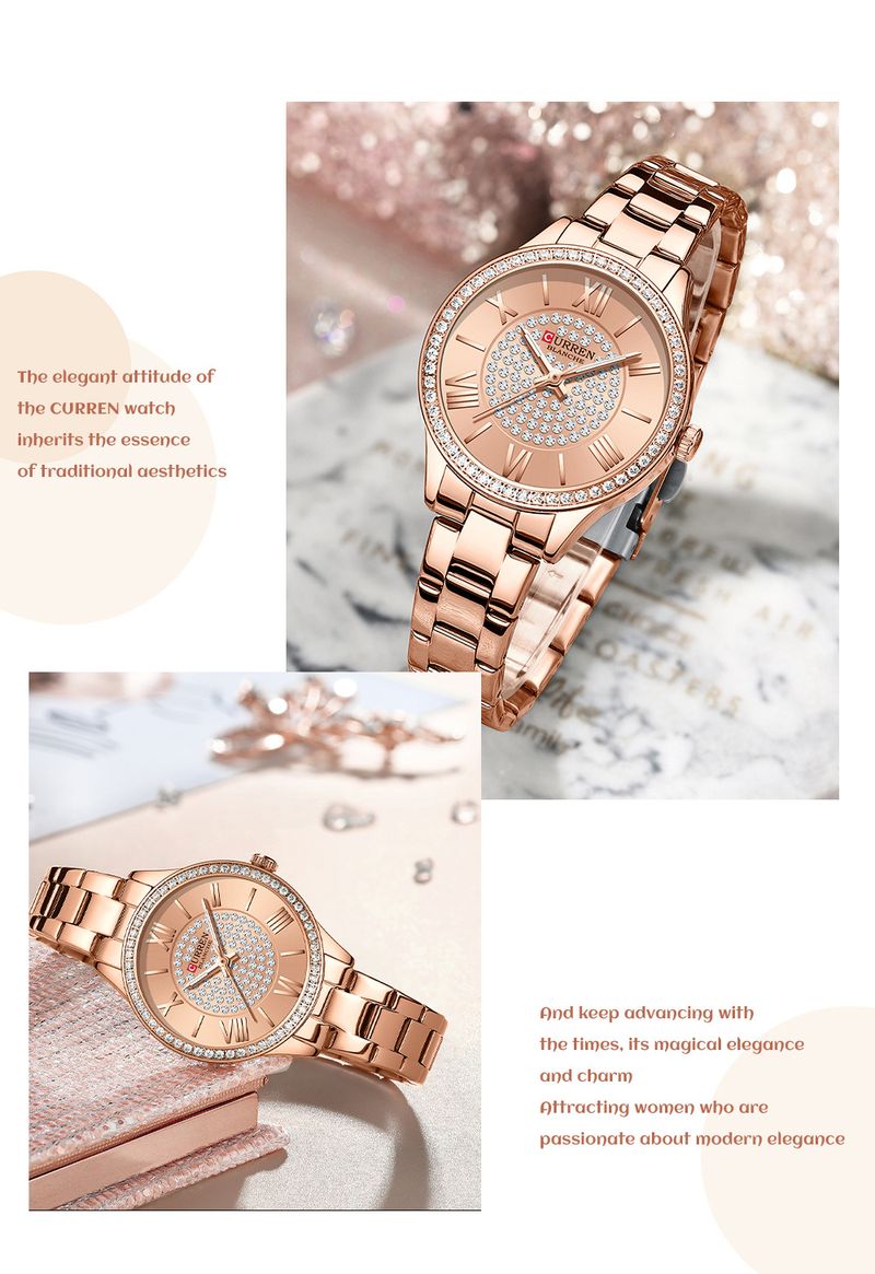 Wasserdichte Quarzuhr für Damen mit römischen Ziffern, schlankes minimalistisches Design, Gehäuse und Armband aus Legierung, lässige Armbanduhr für den Alltag_voghion.com
