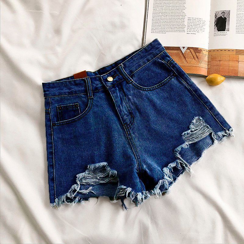 Women's Clothing Light Colored Denim Shorts Women's High Waisted Light Wash Denim Shorts With Distressed Hem & Ripped Details - Stretchy Comfort Fit_voghion.com