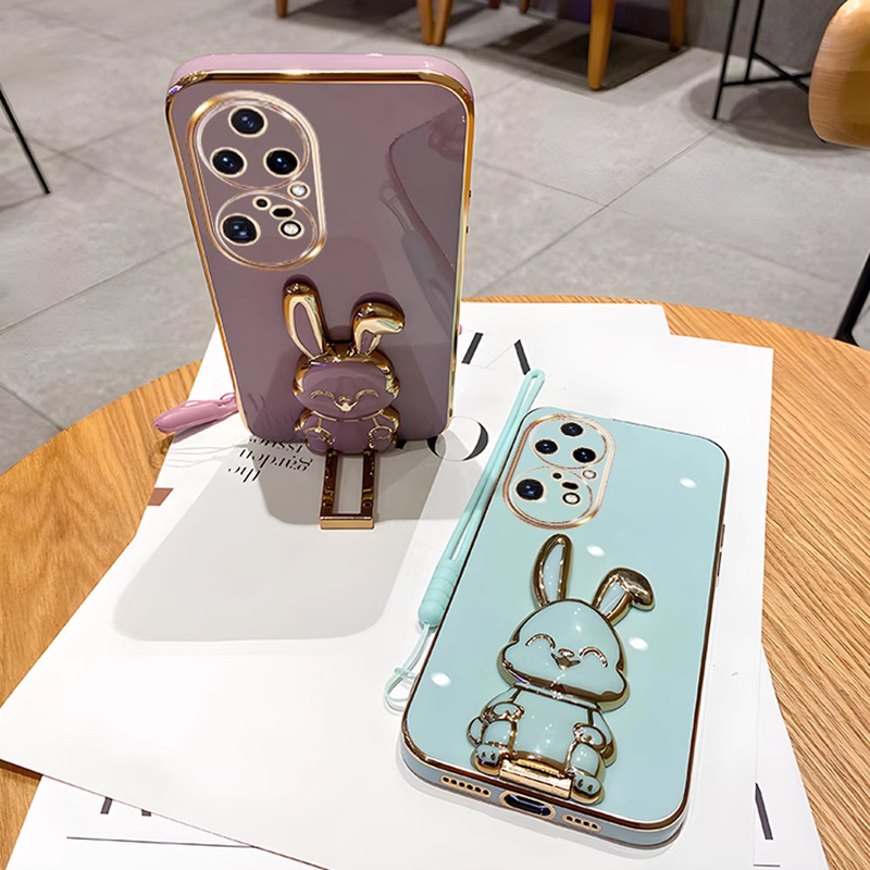 Rabbit Holder Plating Phone Bracket Case For Huawei Nova Y70 Plus Y90 10 9 SE 8 8i 7 7i 6 SE 5 Pro 5i 5t 3i Soft Silicone Cover_voghion.com