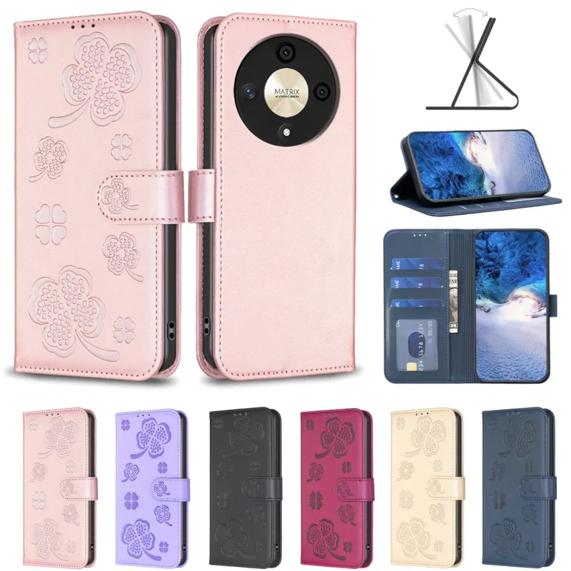 Plånbok med kortfack, magnetiskt spänne, läderfodral för Honor 5G 90 Pro X50i X6A X7A X7B X8B X9B Magic 6 Lite_voghion.com