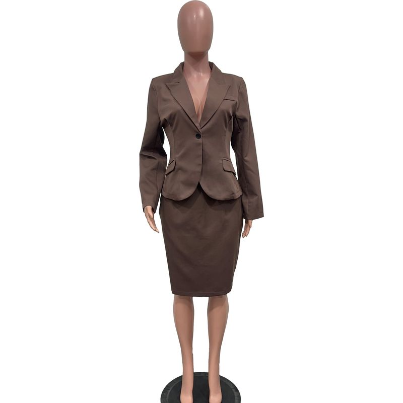 Női ruházat őszi és téli új divatos professzionális kompozit hosszú ujjú öltöny csípőre tekert hasított szoknya öltöny_voghion.com