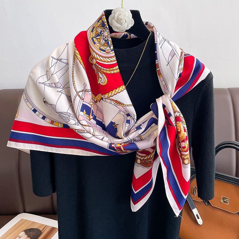 Spring and Autumn New Fashion Trend Women's Navy Style Proessional Simulation Silk Decoration Shawl Sun Protection_voghion.com