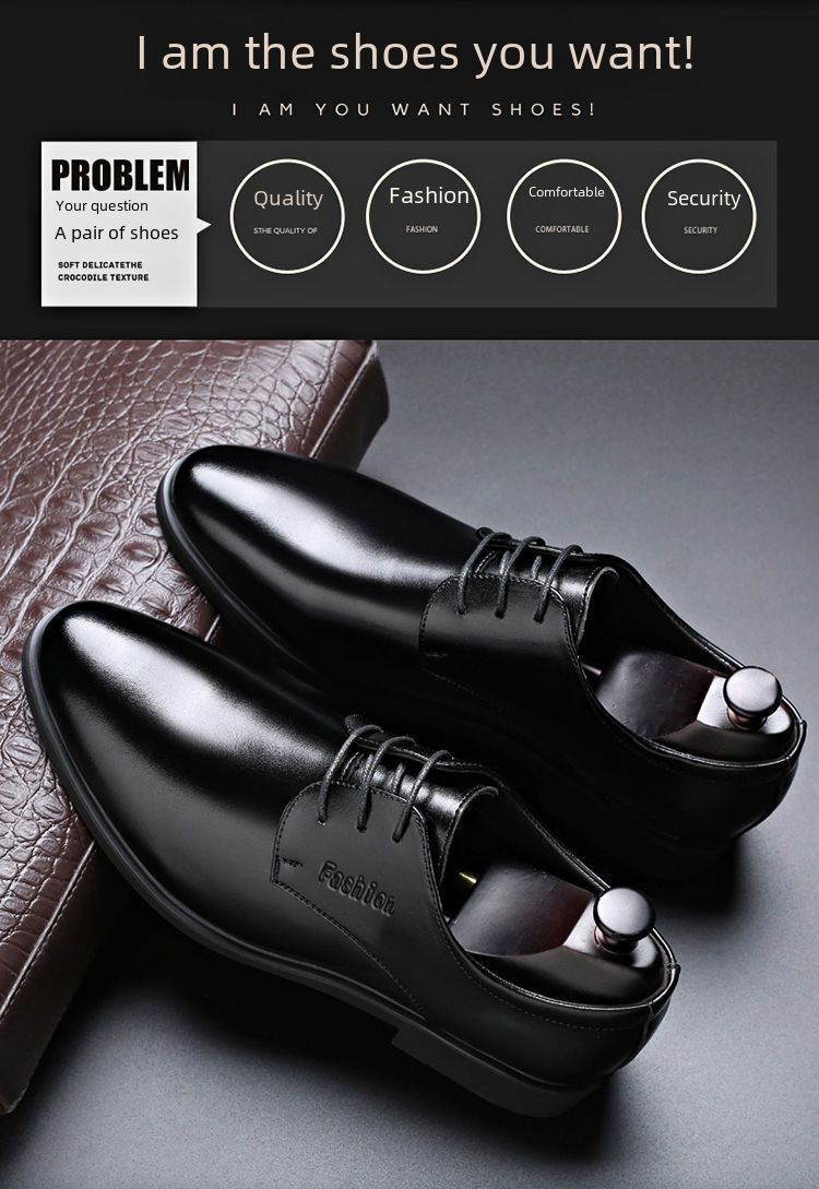 Primavera e Outono Britânico Casual Negócios Vestido Sapatos Masculinos Sapatos de Aumento de Altura Interna Sapatos Atacado Sapatos Casuais Terno_voghion.com