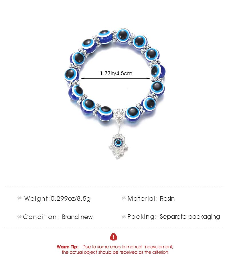 Schmuck Blaues Perlen-Fatima-Hand-Mode-Armband mit bösem Blick, handgefertigt_voghion.com