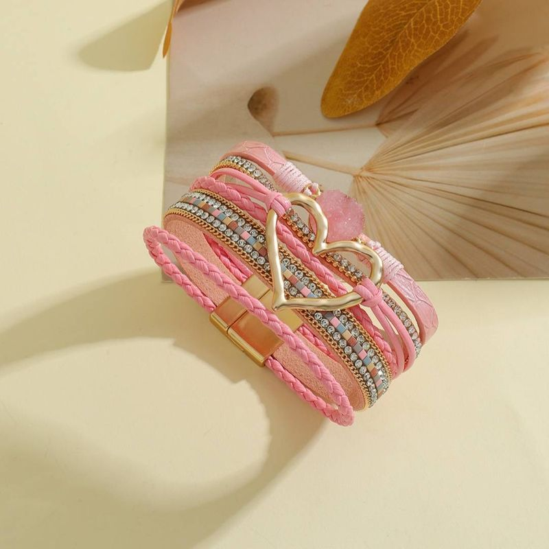 Lederseil 1pc Bohemian Multi Layers Raw Stone Love Armband Mädchen Schmuck_voghion.com