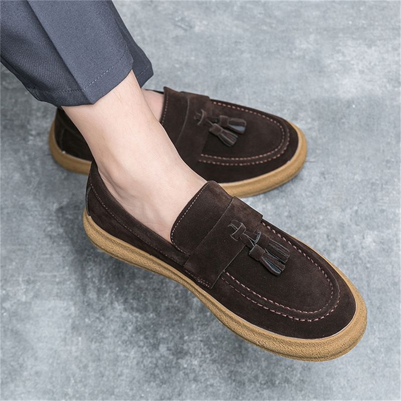 Bean For Men Autumn Tassels, Faule Menschen mit einem Fuß auf Loafern, Vielseitige koreanische Version Mattleder Kocharbeit_voghion.com