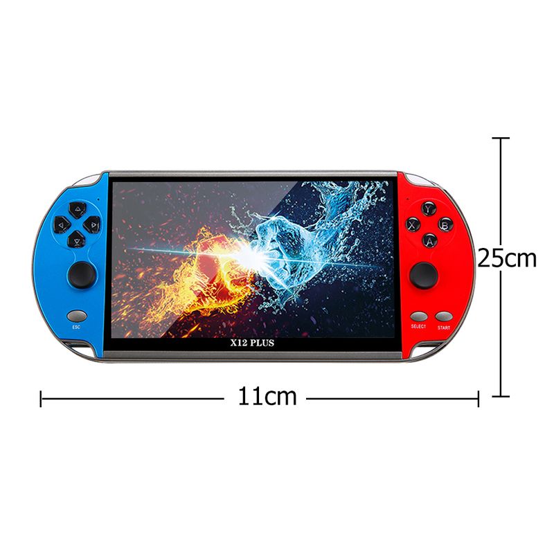 X12 PLUS håndholdt spillekonsol 7,1 tommer HD-skærm håndholdt bærbar videoafspiller bygget klassisk gratis spillekonsol_voghion.com