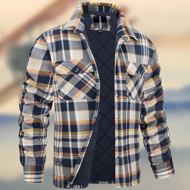 CT 2025 Nuova camicia a quadri spessa con colletto rovesciato a maniche lunghe da uomo_voghion.com