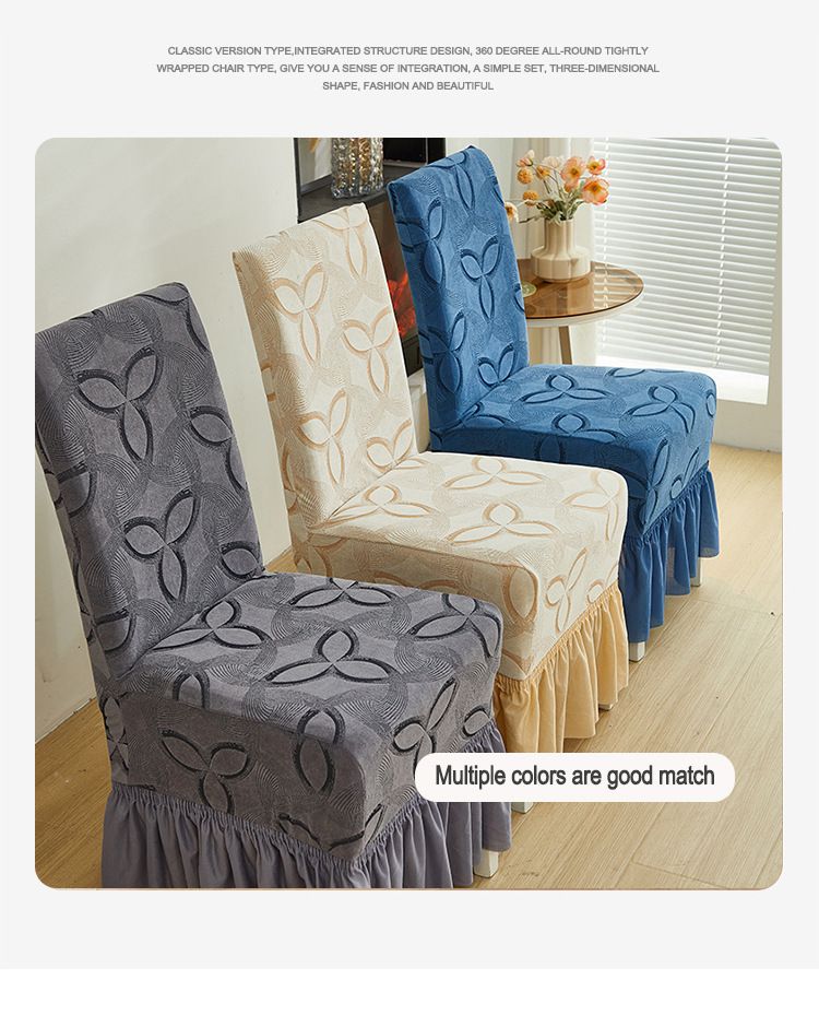 Coprisedie elasticizzate in jacquard di alta qualità - Copertura totale, tessuto antiscivolo e spesso con elegante orlo della gonna (diversi colori, vestibilità universale)_voghion.com