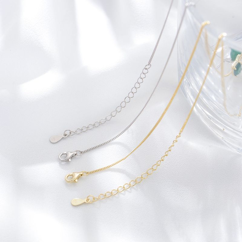 Damenschmuck S925 Sterling Silber Quadratische smaragdfarbene Edelsteinkette Nischendesign Leichter Luxus Einfache Schlüsselbeinkette mit einem einzelnen Diamanten_voghion.com