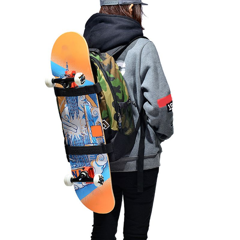 Lihao Skateboard bandoulière réglable fermeture à glissière Polyester grande capacité sac de voyage pour ordinateur portable pour l'extérieur-noir_voghion.com