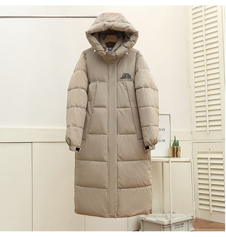 Unisex Long Puffer Jacket With Hood - Warm Winter Coat For Men & Women, Lightweight Polyester Fill, Loose Fit, 3D Pattern Design_voghion.com