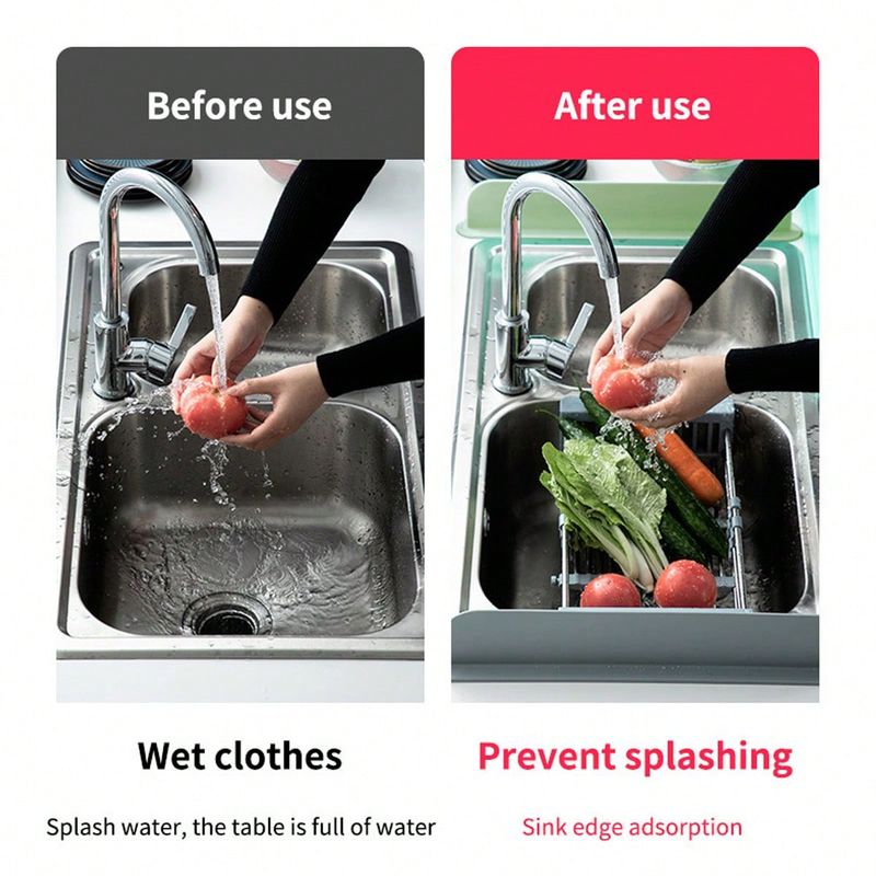 Multicolor Silicone Sink Splash Cover With Suction Cup, Waterproof Barrier For Kitchen, Laboratory,, And Sink_voghion.com