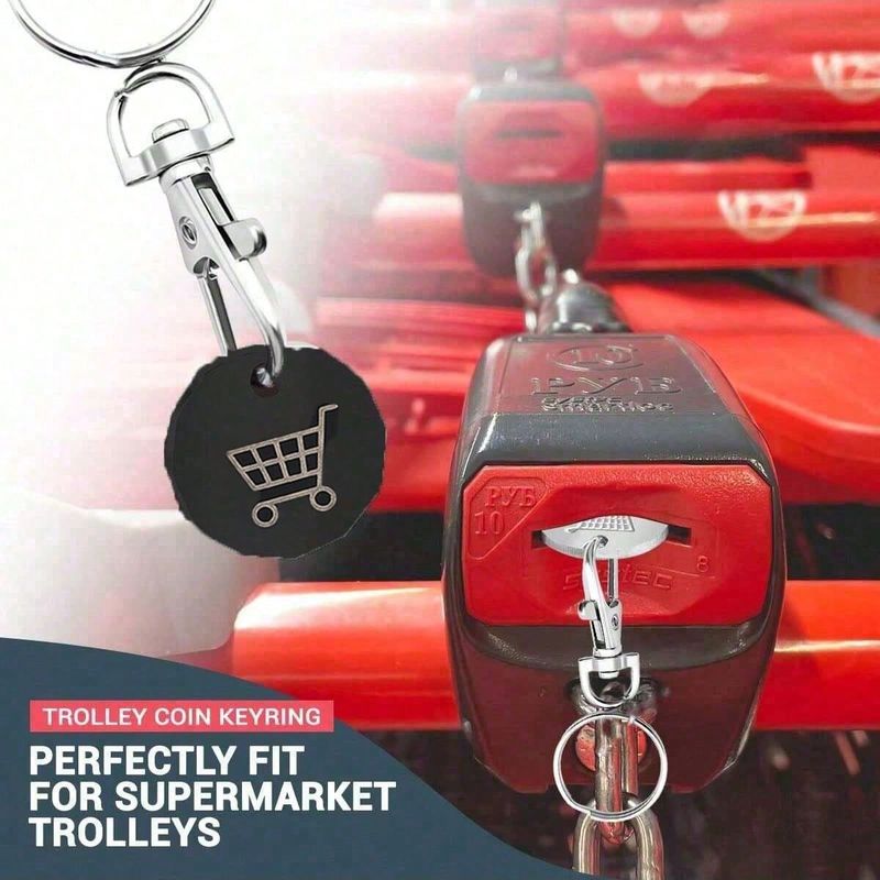1 stk. handlekurvmyntnøkkelringsett | Handlekurvpolettnøkkelring | Myntnøkkelring til supermarkedtralle | Handlekurvpolett i pund sterling |_voghion.com