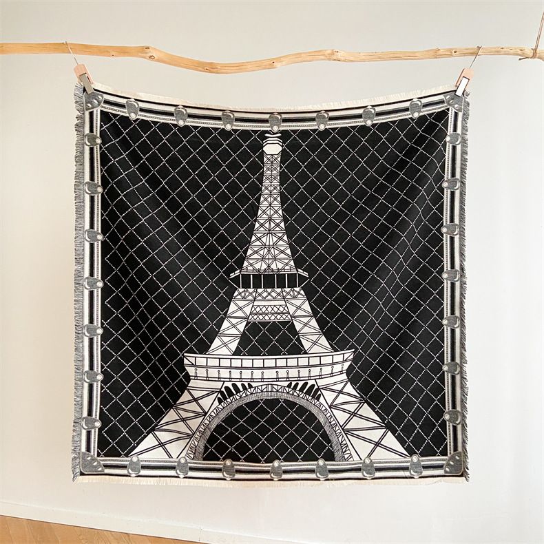 Sciarpa in stile retrò, scialle versatile in cashmere caldo a torre invernale, sciarpa quadrata, scialle bifacciale da donna_voghion.com