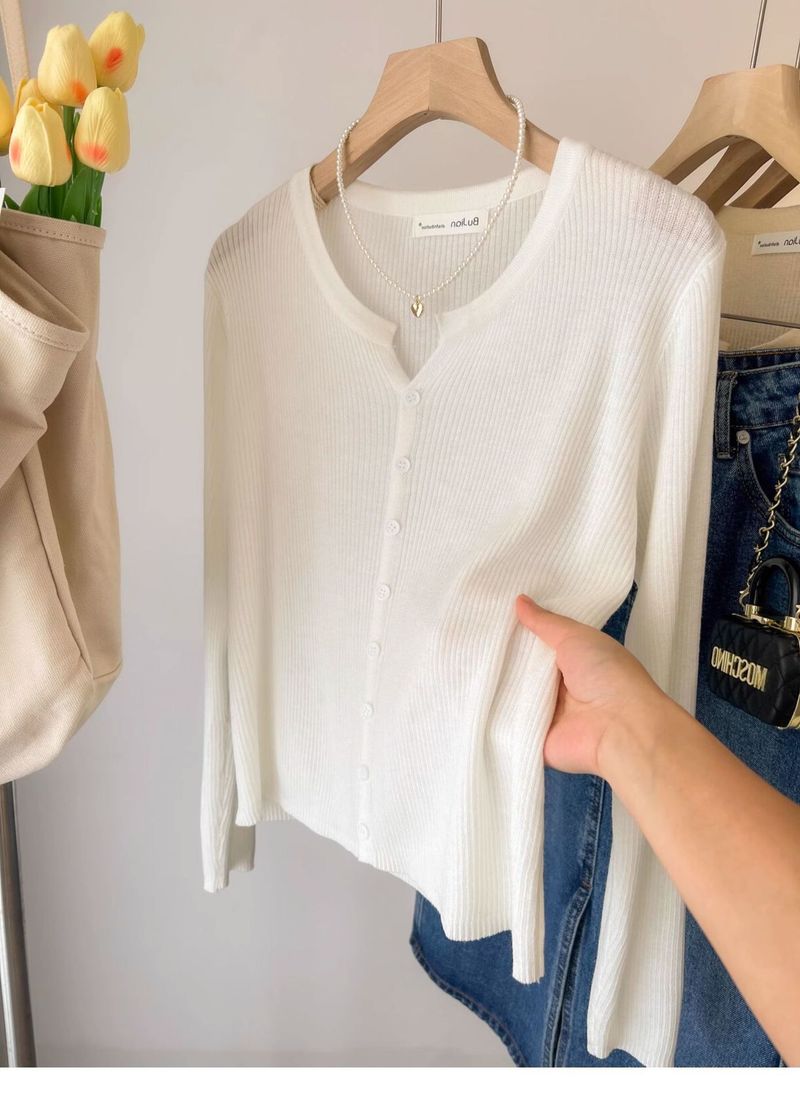 ragazza 6 lana latte blu corto lavorato a maglia per donna primavera e autunno cardigan a maniche lunghe piccolo profumo stile strato interno base_voghion.com
